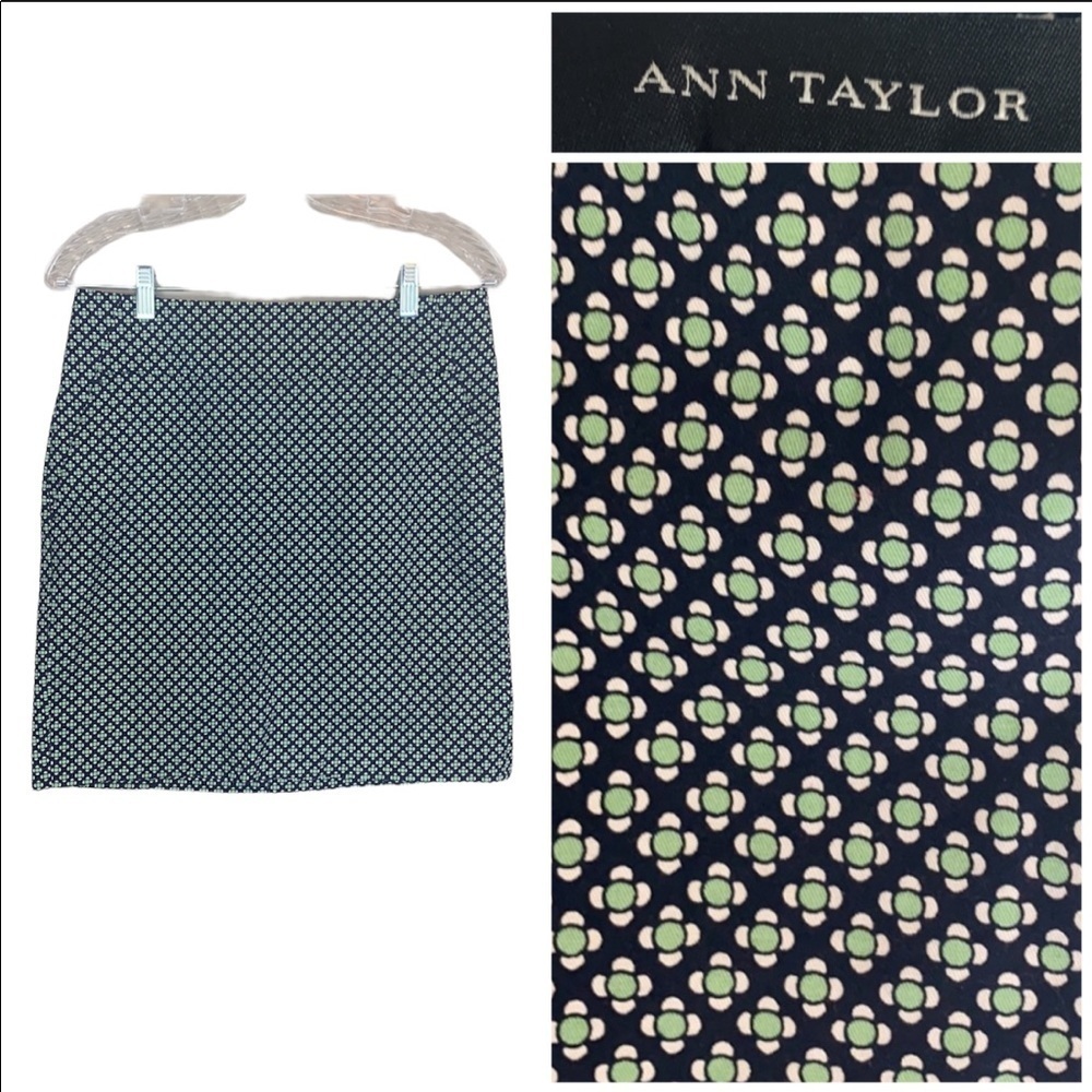 Ann Taylor Geometric Floral Dot Pencil Skirt Size 4